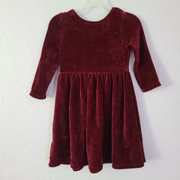 Lilt Girls Red Velour Long Sleeve Dress with Fox Sequin Detail Size 4 - Picture 4 of 10